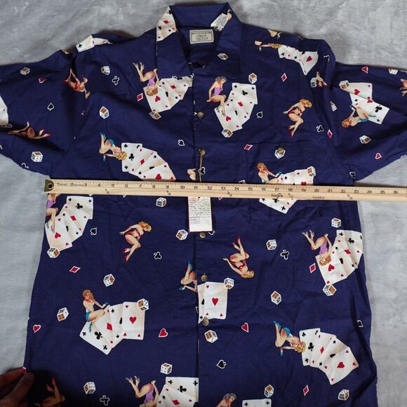 Vintage Weekender Traveler Camp Shirt Mens L Rayon Hot Girls Loop Collar NEW - Picture 7 of 9